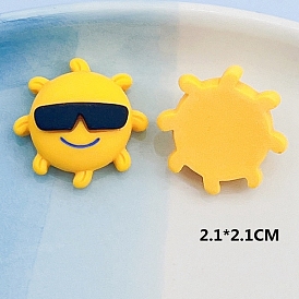 Opaque Resin Cabochons, for Hair Accessories, Sun with Glasses