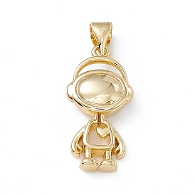 Rack Plating Brass Pendants, Cadmium Free & Lead Free, Long-Lasting Plated, Spaceman Charms