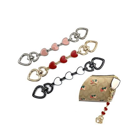 Alloy Enamel Heart Bag Strap Extenders, with Swivel Clasps, for Bag Replacement Accessories, Platinum/Light Gold/Gunmetal