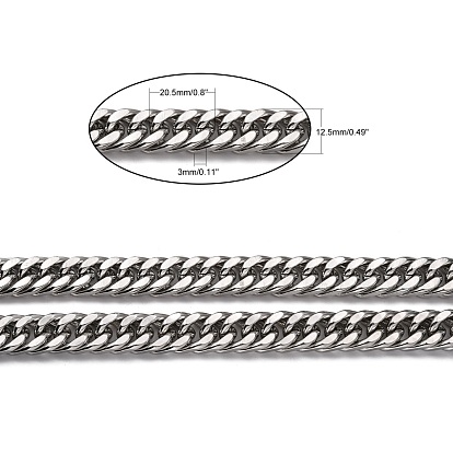 201 Stainless Steel Double Link Chains, Unwelded, Faceted