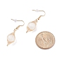 Natural Stone Braided Dangle Earring, Brass Oval Drop Earrings for Women, Golden