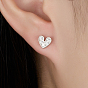Cubic Zirconia Heart Stud Earrings for Women, Rhodium Plated 925 Sterling Silver Jewelry
