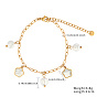 Natural Pearls and Shell Flower Charm Bracelet with Stainless Steel Paperclip Chains