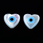 Perlas de concha de nácar blanco natural, con turquesa sintética, corazón con mal de ojo