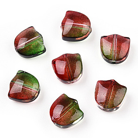 Two Tone Spray Painted Transparent Glass Beads, Tulip Flower
