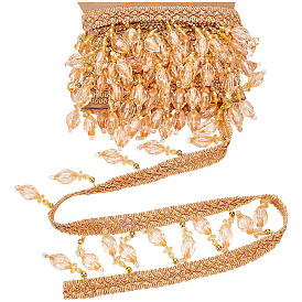 Arricraft 6m ruban de fil de nylon, avec breloque perlée en plastique, ruban artisanal pour la mariée, costume, bijoux, artisanat et couture