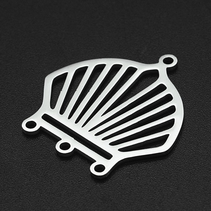 Ion Plating(IP) 201 Stainless Steel Chandelier Components Links, Laser Cut, 4 Loop Links, Scallop Shell Shape