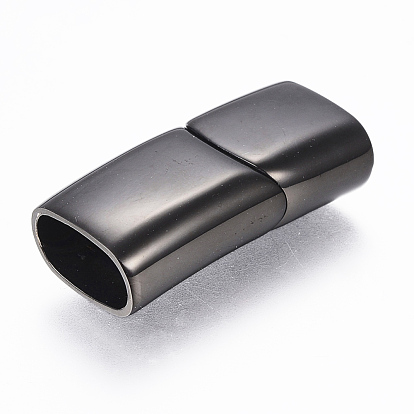 304 Stainless Steel Magnetic Clasps with Glue-in Ends, Rectangle