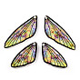 Transparent Resin Wing Pendants Set, with Gold Foil, Butterfly Wing Charms