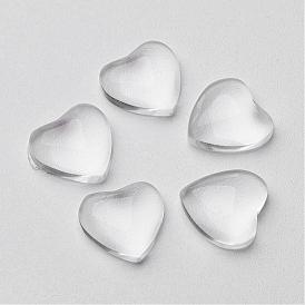 Transparent Glass Cabochons, Heart, Clear