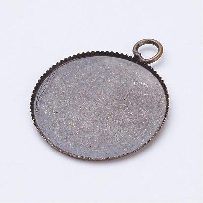 Brass Pendant Cabochon Settings, Milled Edge Bezel Cups, Flat Round