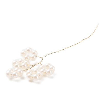 Pendentif en perles d'imitation abs, avec des apprêts en fil de laiton doré, charmes fleur de vie