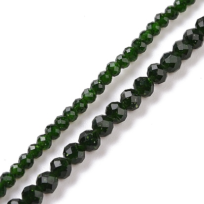 Synthetic Green Goldstone Beads Strands, Faceted, Round