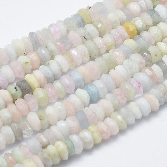 Chapelets de perles morganite naturelles  , facette, rondelle