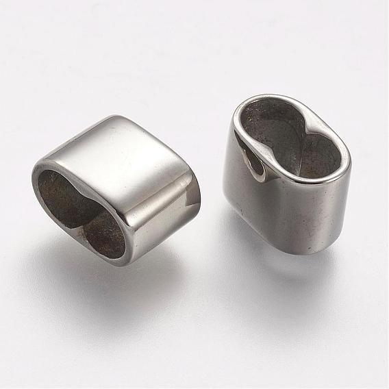 304 Stainless Steel Slide Charms, For Leather Cord Bracelets Rope Keychain Making, Rectangle