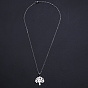 201 Stainless Steel Pendants Necklaces, with Cable Chains and Lobster Claw Clasps, Tree