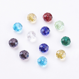 Perles de verre faites à la main, facette, rondelle, 12x8mm, Trou: 1.2~1.8mm
