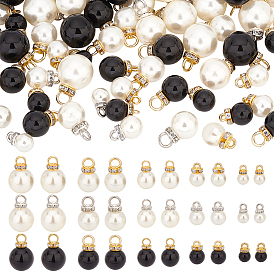 Colgantes de perlas de imitación de plástico abs estilo pandahall elite 140 piezas 14, con el hallazgo de diamantes de imitación de hierro, rondo