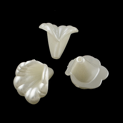 Flower ABS Plastic Imitation Pearl Bead Cones, 15x14x14mm, Hole: 1.5mm