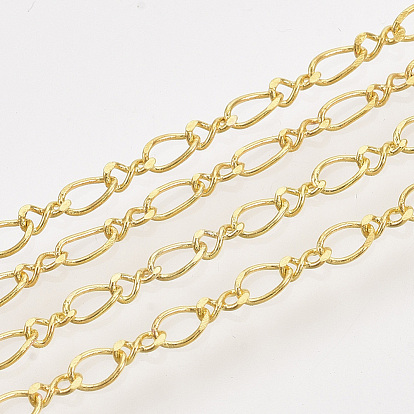 Brass Figaro Chains, Figure 8 Chains, with Spool, Soldered