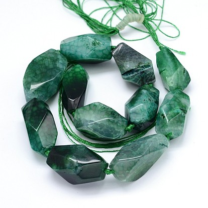 Dyed Natural Agate Polyhedron Bead Strands, 28~43x16~25x13~17mm, Hole: 1mm, about 11pcs/strand, 16.5 inch