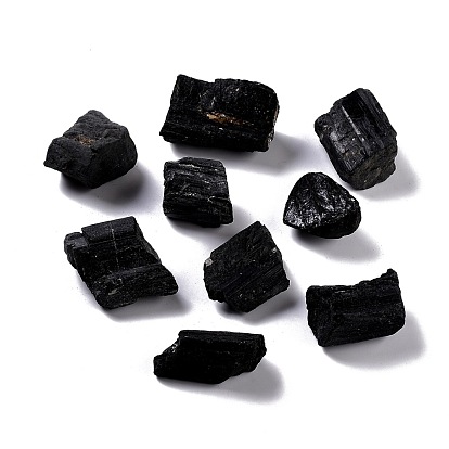 Rough Raw Natural Black Tourmaline Beads, for Tumbling, Decoration, Polishing, Wire Wrapping, Wicca & Reiki Crystal Healing, Nuggets