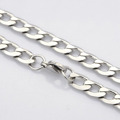 Trendy Unisex 304 Stainless Steel Curb Chain Twisted Chain Necklaces, with Lobster Claw Clasps, Faceted, 21.3 inch(541mm)