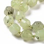 Natural Prehnite Beads Strands, with Seed Beads, Faceted Bicone Barrel Drum
