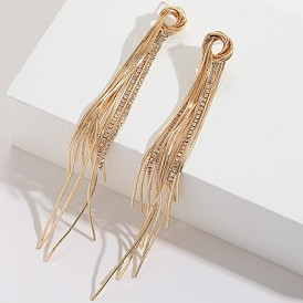 Minimalist Copper Chain Zircon Earrings - 14K Gold Plated Fashion Jewelry