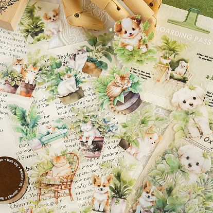 30Pcs Plant Waterproof PET Decorative Stickers, Self-adhesive Plant Decals, for DIY Scrapbooking