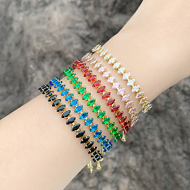 Geometric Colorful Zircon Bracelet for Women - High-end, Minimalist and Versatile Fashion Accessory (BRA06)