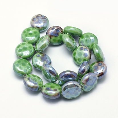 Handmade Eco-Friendly Porcelain Beads, Flat Round