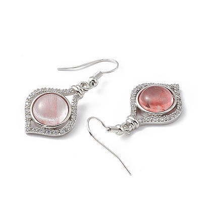 Boucles d'oreilles pendantes avec vase en pierres précieuses, bijoux en laiton platine pour femme