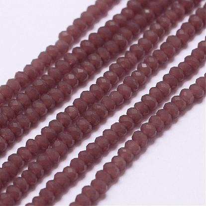 Imitation Jade Glass Beads Strands, Faceted, Rondelle