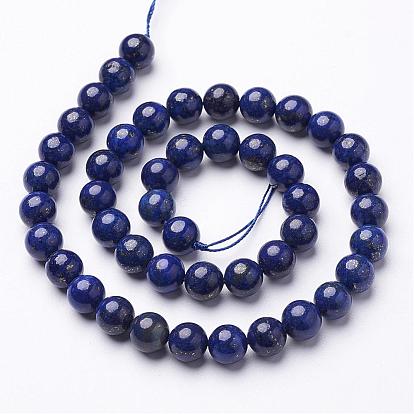 Qualité teints un lapis lazuli naturelles perles brins, ronde, 8mm, Trou: 1mm, Environ 50 pcs/chapelet, 16 pouce