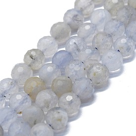 Naturelles agate bleue de lacet brins de perles, à facettes (128 facettes), ronde