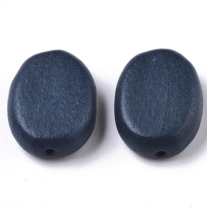 Painted Natural Wood Beads, Oval