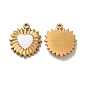Ion Plating(IP) 304 Stainless Steel Charms, with Enamel, Real 18K Gold Plated, Sun with Heart