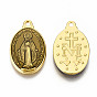 Laiton émail pendentifs, plaqué longue durée, ovale avec saint, or