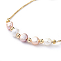 Bracelets ajustables en laiton, bracelets bolo, avec des perles de nacre naturelle, zircone cubique et perles en laiton