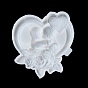 Corazón del Día de San Valentín con amantes y flores, decoración de pared diy, moldes de silicona, moldes de resina, para la fabricación artesanal de resina uv y resina epoxi