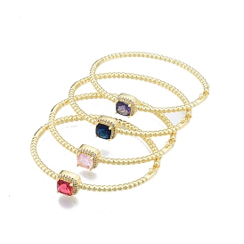 Bracelet carré à charnière avec zircone cubique, bijoux en laiton plaqué or véritable 18k pour femmes
