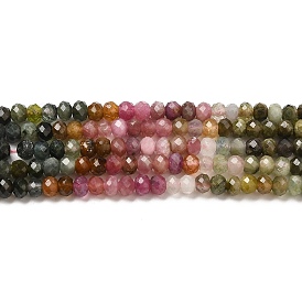 Natural Tourmaline Beads Strands, Rondelle, Faceted, Grade A