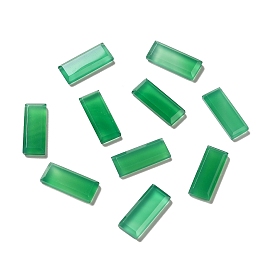 Dyed & Heated Natural Green Onyx Agate Cabochons, Rectangle