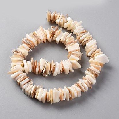 Natural Freshwater Shell Beads Strands, Square