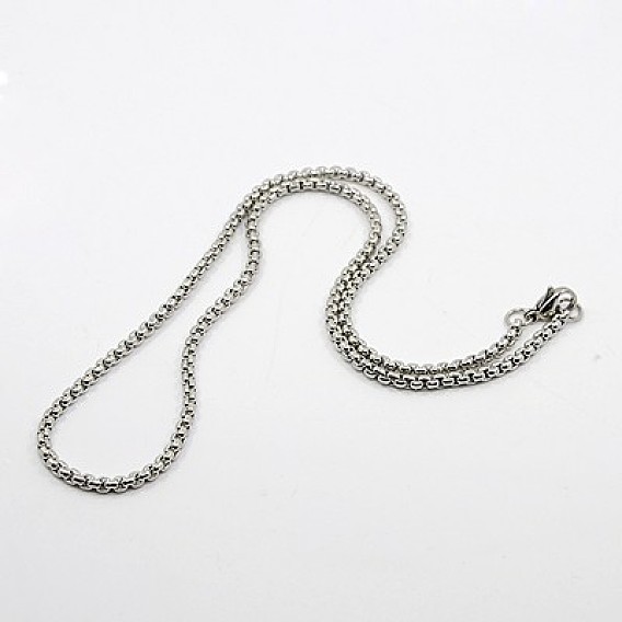 Box Chains Necklace for Men, 304 Stainless Steel Necklaces, with Lobster Claw Clasps