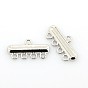 Alloy Chandelier Components Links, 4-Strand Reducer Connector, Rectangle, 11x23x2mm, Hole: 2mm