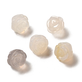 Natural Grey Agate Carved Flower Beads, Rose