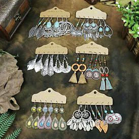 Boho Chic Turquoise Tassel Earrings Set - 3 Pairs Women's Jewelry Accessories