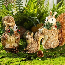Decoraciones de exhibición de ardillas de espuma y paja, para decoración de jardín